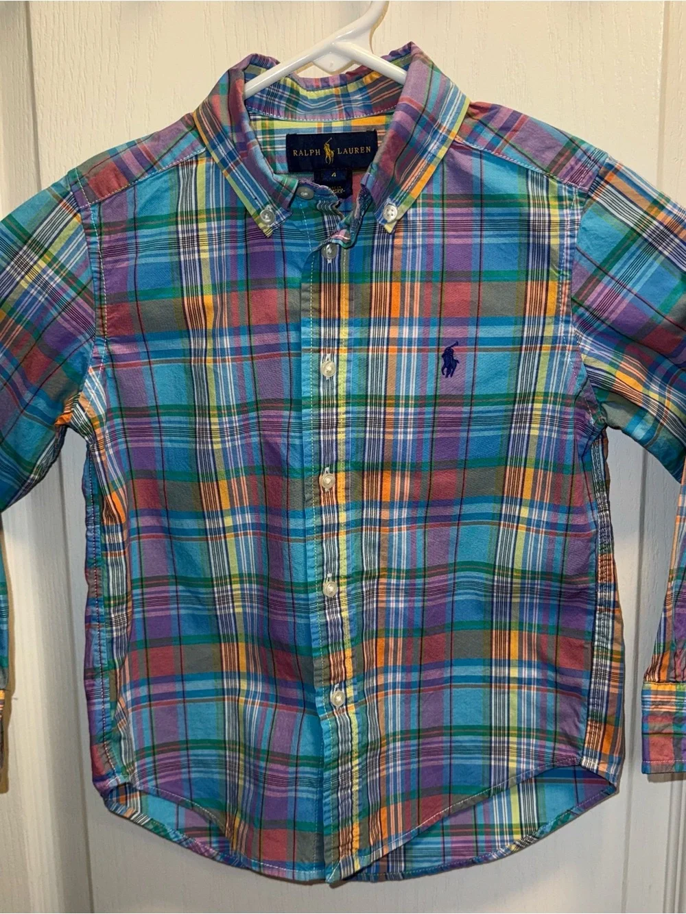 Ralph Lauren Little Boy’s (size 4) Colorful  Plaid Button-Down Shirt